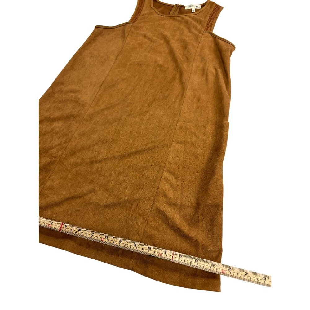 Tan Sleeveless Faux Suede Mini Dress With Braided Strap Details By Monteau Size - Picture 9 of 11